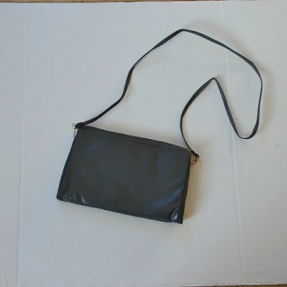 Vtg Grey Faux Leather Purse - Picture 3 of 12